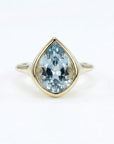 Fancy Cut Aquamarine Bezel Set Ring, Gold Statement Ring - Melt'm Jewelry