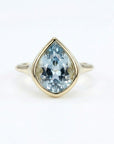 Fancy Cut Aquamarine Bezel Set Ring, Gold Statement Ring - Melt'm Jewelry
