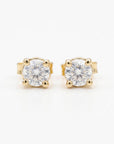 14k Gold White Sapphire Earrings, Minimalist Earrings, White Sapphire Bridal Earrings - Melt'm Jewelry