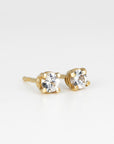 14k Gold White Sapphire Earrings, Minimalist Earrings, White Sapphire Bridal Earrings - Melt'm Jewelry