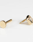 Cz Square Flat Back Earrings 14k Solid Gold, Internally Threaded Earrings (SINGLE or PAIR)