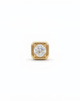 Cz Square Flat Back Earrings 14k Solid Gold, Internally Threaded Earrings (SINGLE or PAIR)