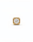 Cz Square Flat Back Earrings 14k Solid Gold, Internally Threaded Earrings (SINGLE or PAIR)