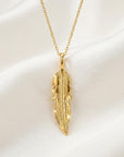 14k Gold Feather Pendant, Meaningful Jewelry - Melt'm Jewelry