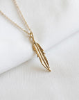 14k Gold Feather Pendant, Meaningful Jewelry - Melt'm Jewelry