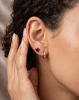Garnet Heart Stud Earrings 14k Gold