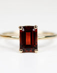 14k Gold Emerald Cut Garnet Ring