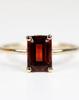 14k Gold Emerald Cut Garnet Ring - Melt'm Jewelry