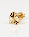 Fluted Heart Flat Back Cartilage Earrings 14k Solid Gold - Melt'm Jewelry