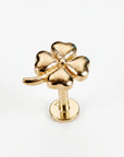 Four Leaf Clover Flat Back Stud 14k Solid Gold, Luck Symbol Stack Earrings - Melt'm Jewelry