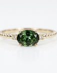 Diamond & Green Tourmaline Engagement Ring