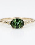 Diamond & Green Tourmaline Engagement Ring