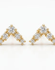 14k Gold Diamond Chevron Stud Earrings (SINGLE or PAIR) - Melt'm Jewelry