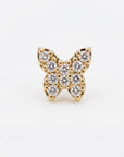 CZ Butterfly Flat Back Earrings 14k Solid Gold (single or pair)