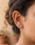 Hammered Gold Stud Earrings, 14k Solid Gold Disc Earrings