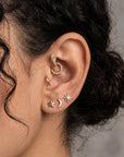Sun Earrings 14k Solid Gold, Internally Threaded Flat Back Earrings
