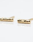 14k Gold Hammered Bar Stud Earrings (SINGLE or PAIR)