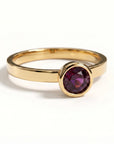 Round Lab Alexandrite Ring 14k Gold Bezel Set, 5mm Alexandrite Ring