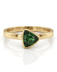 Trillion Green Tourmaline Ring 14k Solid Gold, Bezel Set Tourmaline Ring, October Birthstone Ring, Minimal Gold Ring, Dainty Gemstone Ring