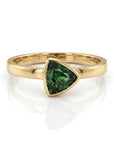 Trillion Green Tourmaline Ring 14k Solid Gold, Bezel Set Tourmaline Ring, October Birthstone Ring, Minimal Gold Ring, Dainty Gemstone Ring - Melt'm Jewelry