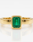 Bezel Set Emerald Ring 14k Solid Gold
