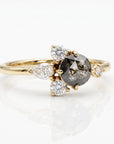 Handcrafted Rose Cut Salt and Pepper Diamond Cluster Ring - Melt'm Jewelry
