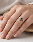 Handcrafted Rose Cut Salt and Pepper Diamond Cluster Ring - Melt'm Jewelry