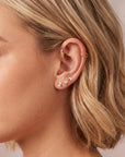 Fluted Heart Flat Back Cartilage Earrings 14k Solid Gold - Melt'm Jewelry