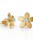 Sakura Cherry Blossom Earrings 14k Gold, with any Birthstone - Melt'm Jewelry