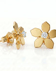 Sakura Cherry Blossom Earrings 14k Gold, with any Birthstone - Melt'm Jewelry