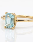 14k Gold Emerald Cut Aquamarine Ring - Melt'm Jewelry