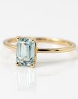 14k Gold Emerald Cut Aquamarine Ring - Melt'm Jewelry