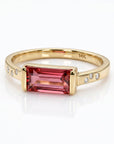 Baguette Pink Tourmaline Ring in 14k Gold, October Birthstone Jewelry - Melt'm Jewelry