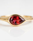 East West Pear Pink Tourmaline Dome Ring 14k Gold