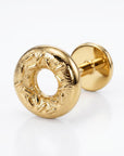 14k solid gold donut flat back cartilage earring, food themed stackable stud, internally threaded piercing jewelry gift