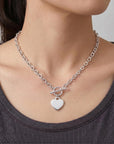 Sterling Silver Engraved Heart Necklace, Personalized Heart Pendant, Custom Name Necklace, Hand Stamped Jewelry, Gift for Her, Mom Gift