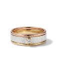 Silver, Gold and Rose Gold Set of 3 Ring with Diamond