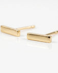 14k Solid Gold Hammered Bar Stud Earrings (SINGLE OR PAIR) - Melt'm Jewelry
