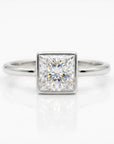 Princess Cut Moissanite Ring 14k White Gold