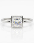 Princess Cut Moissanite Ring 14k White Gold