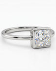 Princess Cut Moissanite Ring 14k White Gold