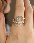 Salt and Pepper Diamond Twig Ring - Melt'm Jewelry