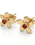Sakura Cherry Blossom Earrings 14k Gold, with any Birthstone - Melt'm Jewelry