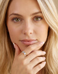 Toi et Moi Ring 14k Gold, Moonstone & Aquamarine Engagement Ring, You and Me Ring - Melt'm Jewelry