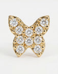 CZ Butterfly Flat Back Earrings 14k Solid Gold (single or pair)