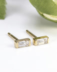 Baguette Diamond Stud Earrings 14k Gold