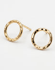 14k Hammered Gold Circle Stud Earrings