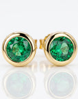 14k Gold Bezel Set Emerald Stud Earrings - Melt'm Jewelry