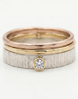 Silver, Gold and Rose Gold Set of 3 Ring with Diamond