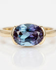 East West Half Bezel Sapphire Engagement Ring 14k Gold - Melt'm Jewelry